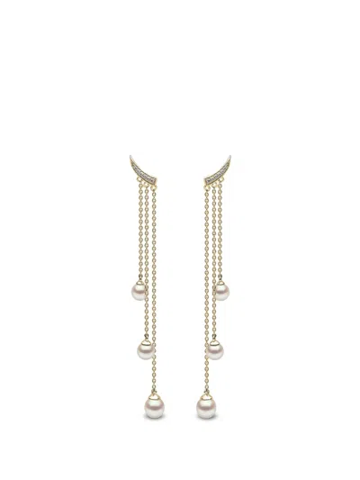 Yoko London Freshwater Pearl And Diamond Apex Earrings In Gold