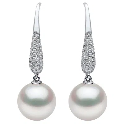 Pre-owned Yoko London Freshwater Pearl And Diamond Earring In 18 Karat White Gold