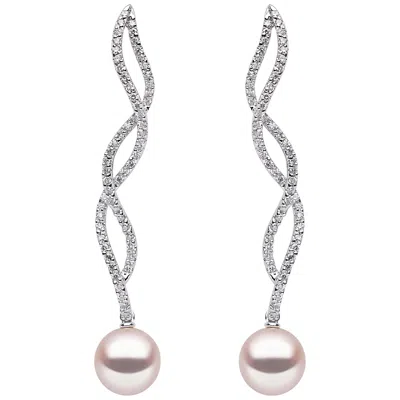 Pre-owned Yoko London Freshwater Pearl And Diamond Earrings, In 18 Karat White Gold