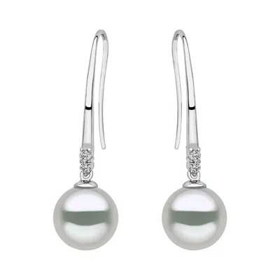 Pre-owned Yoko London Freshwater Pearl And Diamond Earrings In 18 Karat White Gold