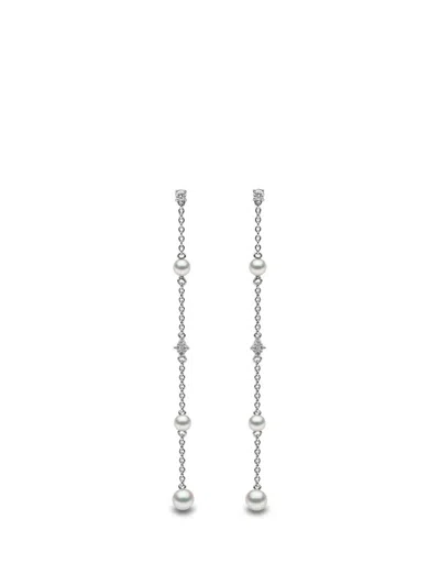 Yoko London Freshwater Pearl And Diamond Earrings In Metallic
