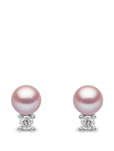 Yoko London Freshwater Pearl And Diamond Earrings In Metallic