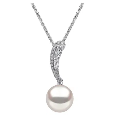 Pre-owned Yoko London Freshwater Pearl And Diamond Pendant In 18 Karat White Gold