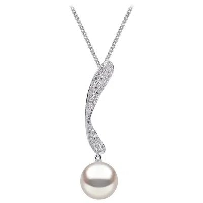 Pre-owned Yoko London Freshwater Pearl And Diamond Pendant In 18 Karat White Gold