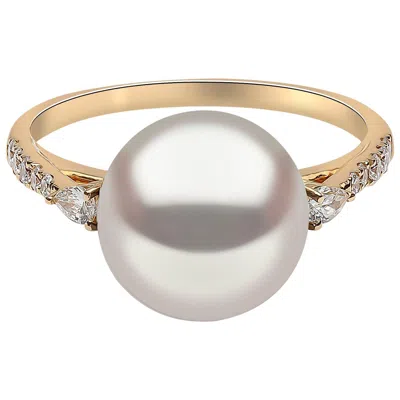 Pre-owned Yoko London Freshwater Pearl And Diamond Ring In 18 Karat Yellow Gold