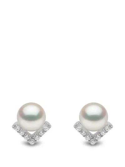 Yoko London Freshwater Pearl And Diamond Trend Earrings In Metallic