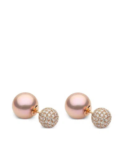Yoko London Freshwater Pearl Diamond Earrings In Pink