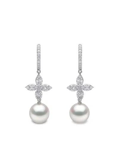 Yoko London Glitz Pearl And Diamond Earrings In Metallic