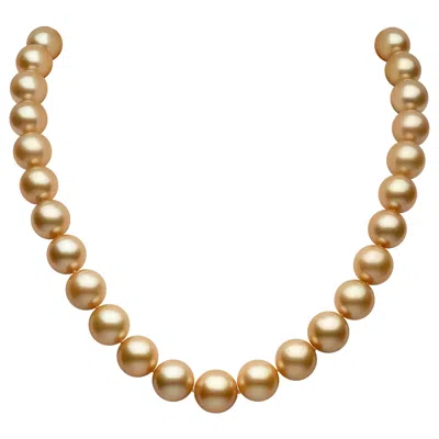 Pre-owned Yoko London Golden South Sea Pearl Classic Necklace On 18 Karat Yellow Gold