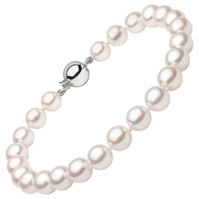 Pre-owned Yoko London Japanese Akoya Pearl Bracelet In 18 Karat White Gold Diamond Clasp