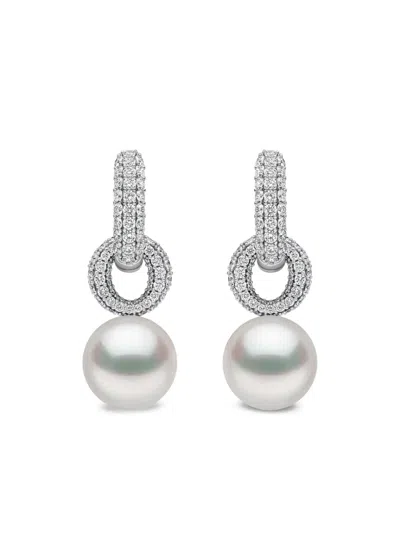 Yoko London O By Yoko Diamond And Pearl Earrings In Brown