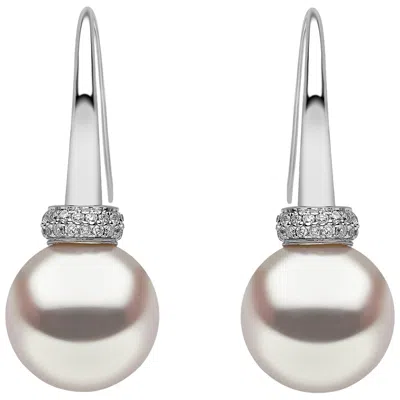 Pre-owned Yoko London Pearl And Diamond Earrings Set In 18 Karat White Gold