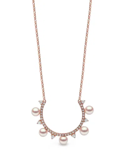 Yoko London Sleek Pearl And Diamond Necklace In Brown
