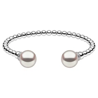 Pre-owned Yoko London South Sea Pearl And Diamond Bangle In 18k White Gold