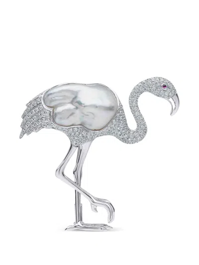 Yoko London South Sea Pearl And Diamond Brooch In Metallic