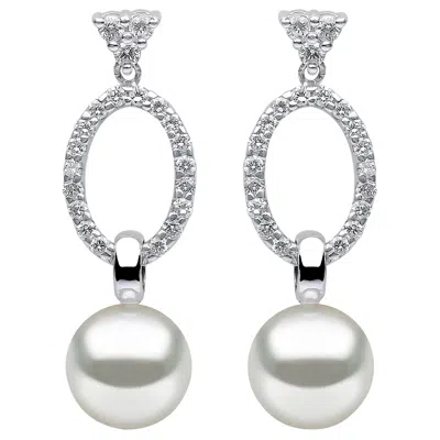 Pre-owned Yoko London South Sea Pearl And Diamond Earrings In 18 Karat White Gold