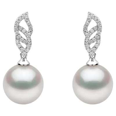 Pre-owned Yoko London South Sea Pearl And Diamond Earrings In 18 Karat White Gold