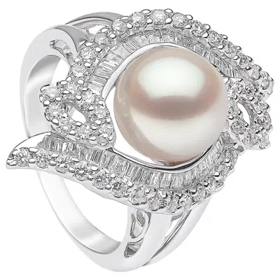 Pre-owned Yoko London South Sea Pearl And Diamond Ring In 18 Karat White Gold