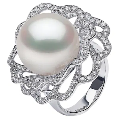 Pre-owned Yoko London South Sea Pearl And Diamond Ring In 18k White Gold