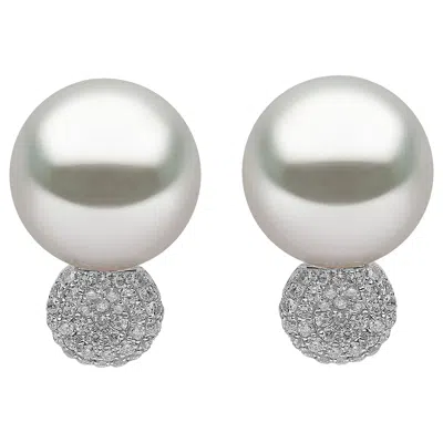 Pre-owned Yoko London South Sea Pearl And Diamond Stud Earrings Set In 18 Karat Gold In Multi
