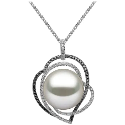 Pre-owned Yoko London South Sea Pearl, Black And White Diamond Necklace In 18 Karat Gold