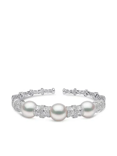 Yoko London Starlight Pearl And Diamond Bangle In Silver