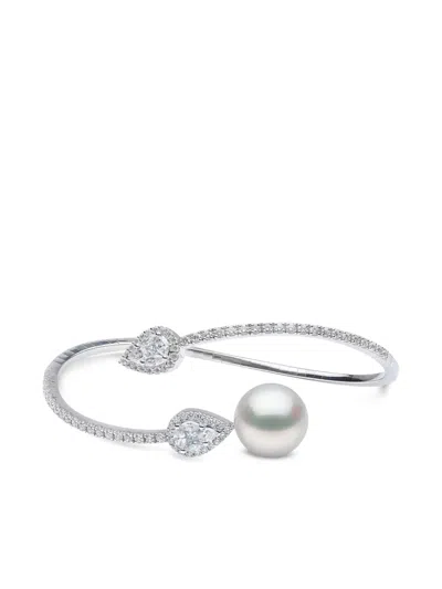Yoko London Starlight Pearl And Diamond Bangle In Silver