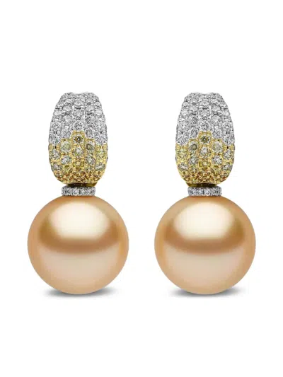 Yoko London Sunrise Pearl And Diamond Earrings In Brown