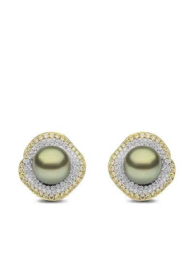 Yoko London Sunrise Pearl And Diamond Earrings In Gold