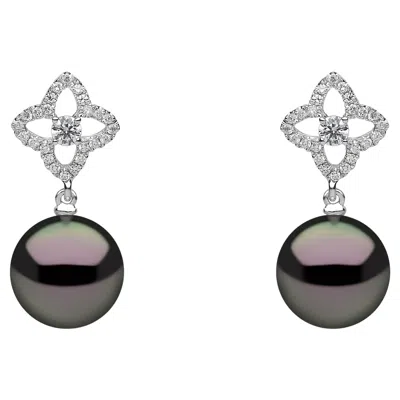Pre-owned Yoko London Tahitian Pearl And Diamond Earrings Set In 18k White Gold