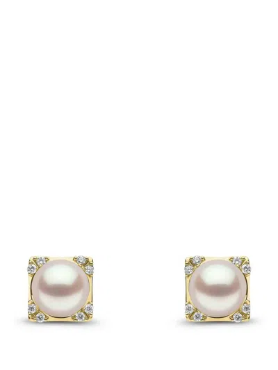 Yoko London Trend Freshwater Pearl And Diamond Earrings In Gold