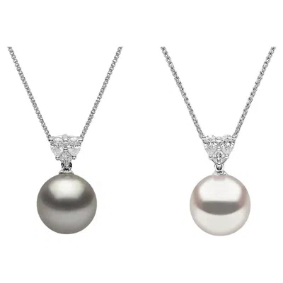 Pre-owned Yoko London Valentines Collection - 18ct White Gold Diamond & Pearl Pendant Duo