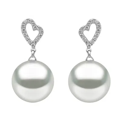 Pre-owned Yoko London Valentines Collection - 18ct White Gold Pearl Diamond Earrings
