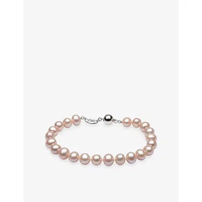 Yoko London Womens 18ct White Gold Classic 18ct Yellow-gold And Pink Freshwater-pearl Bracelet