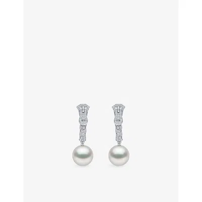 Yoko London Womens 18ct White Gold South Sea 18ct White-gold And 1.4ct Diamond Zip Earrings In Metallic