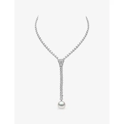 Yoko London Womens 18ct White Gold Zipp 18ct White-gold, South Sea Peal And 4ct Diamond Drop Necklac In Metallic