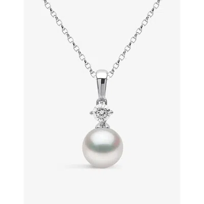 Yoko London Womens White Gold Classic 18ct White-gold, Akoya-pearl And 0.20ct Diamond Necklac