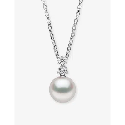 Yoko London Womens  Diamond Classic 18ct White-gold, Akoya-pearl And 0.076ct Diamond Necklac In White Gold