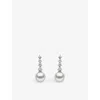 Yoko London Womens White Gold Diamond Classic 18ct White-gold, Akoya-pearl And 0.43ct Diamond Drop Earrings In White Gold
