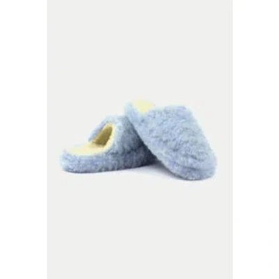 Yoko Wool Light Blue Half Slippers