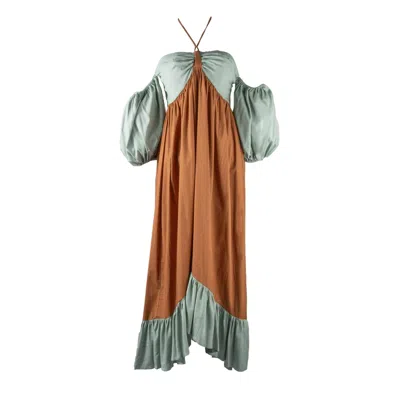 Yola Neme Women's Brown / Green Eisha Dress In Brown/green