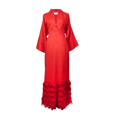 Yola Neme Women's Red Poesia Midi Dress