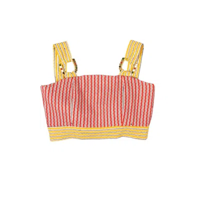 Yola Neme Women's Red / Yellow / Orange Eitana Crop Top In Red/yellow/orange