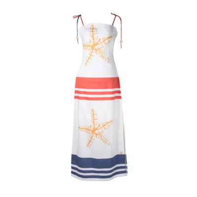 Yola Neme Women's White / Blue / Red Estrella Del Mar Dress In White/blue/red