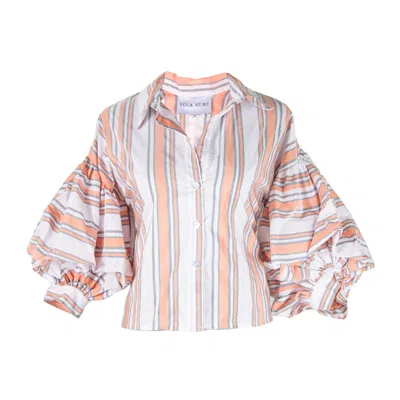 Yola Neme Women's White / Yellow / Orange Engracia Top In White/yellow/orange