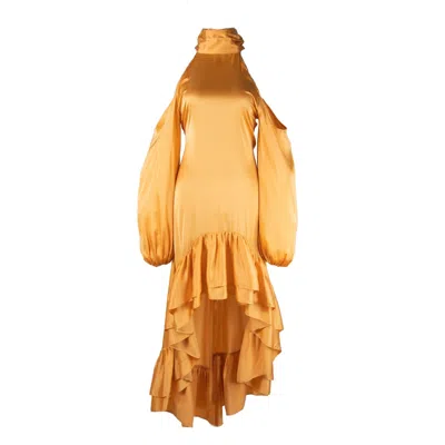 Yola Neme Women's Yellow / Orange Aura Midi Dress In Yellow/orange