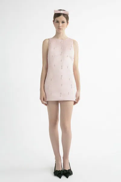 Yolancris Embellished Mini Dress With Back Bow In Pink