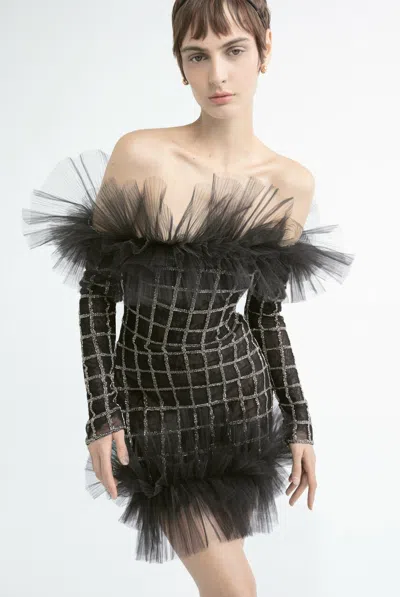 Yolancris Embellished Off Shoulder Mini Dress
