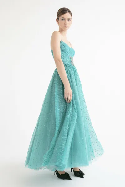 Yolancris Embellished Spaghetti Strap Gown