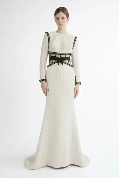 Yolancris Long Sleeve Cutout Flared Gown
